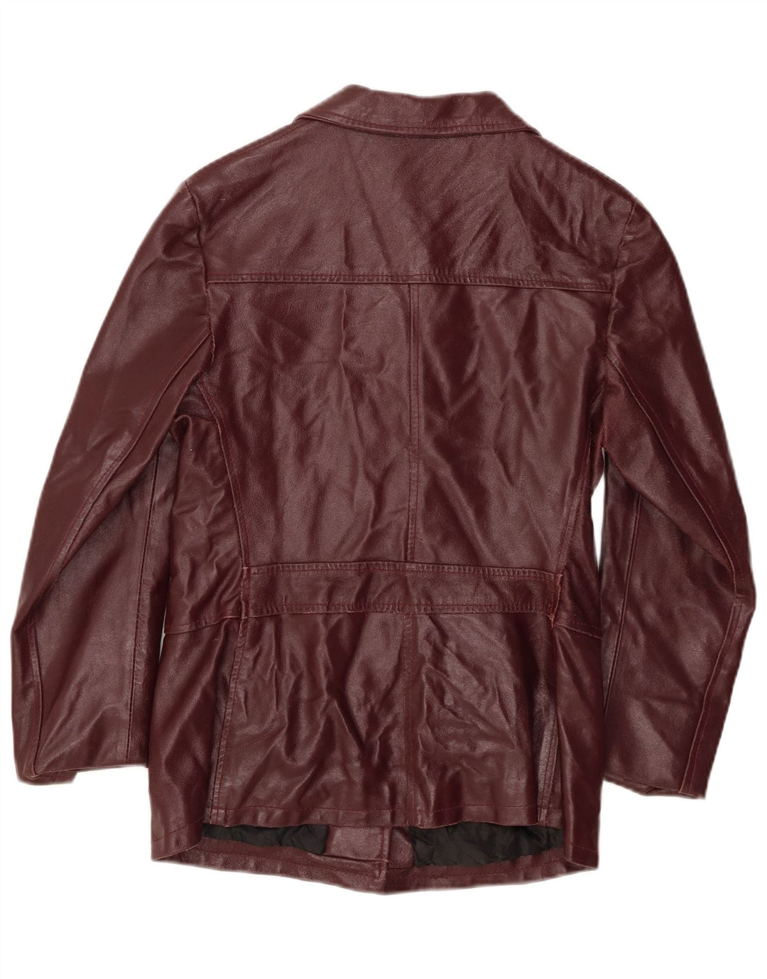 PLEASE Chaqueta de cuero para mujer UK 12 Medium Borgoña