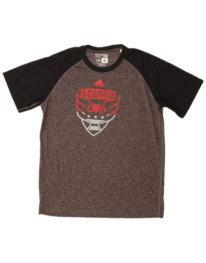 Adidas Hombre Camiseta Gráfica Top Grande Gris Colorblock