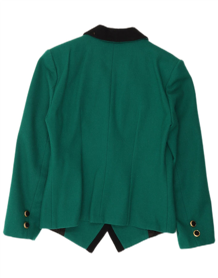 Vintage mujer doble pecho Blazer chaqueta Reino Unido 14 verde medio