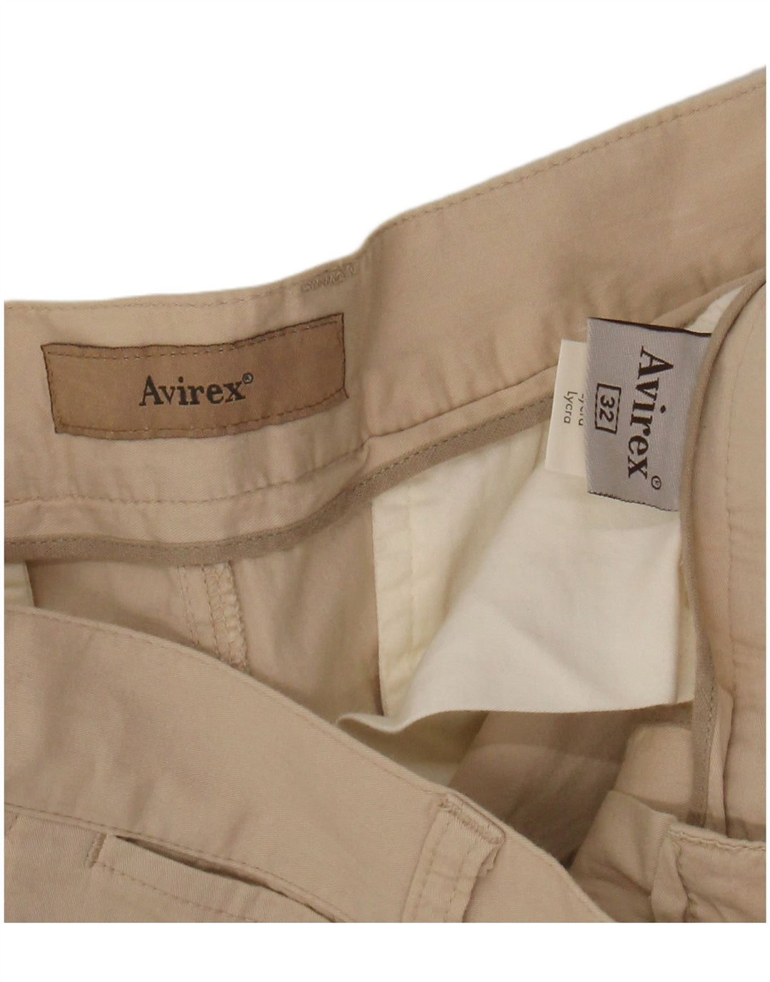 AVIREX Pantalón chino recto para hombre W32 L31 Algodón beige