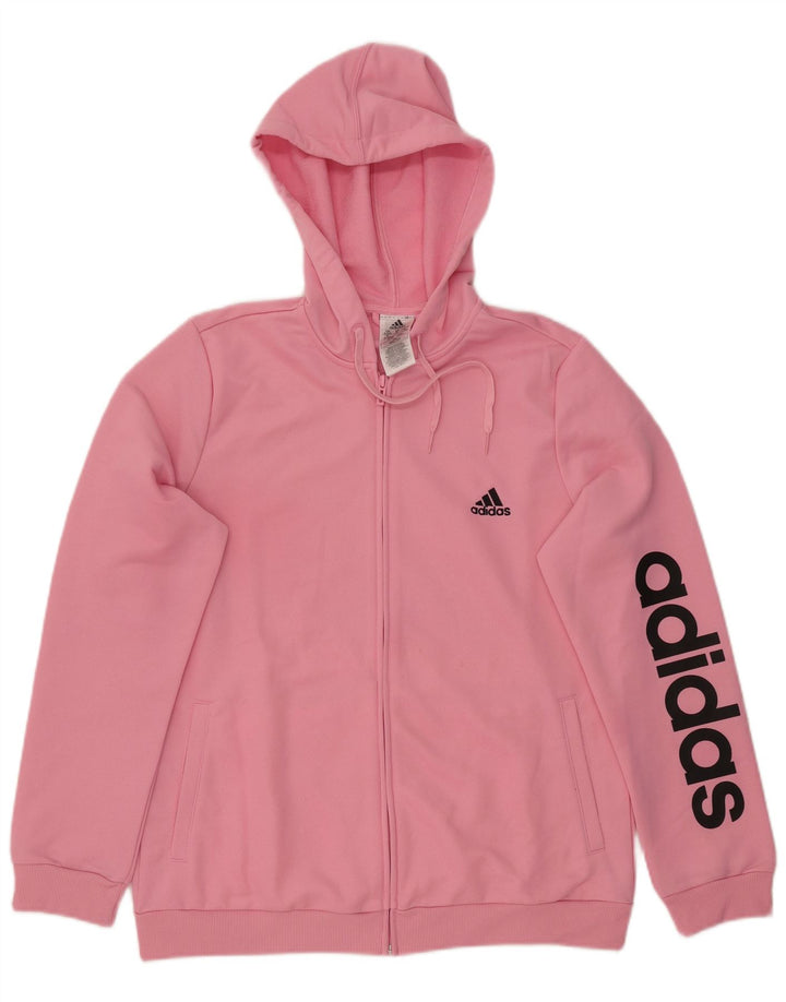 ADIDAS Sudadera con capucha y cremallera gráfica para mujer UK 20/22 XL Poliéster rosa