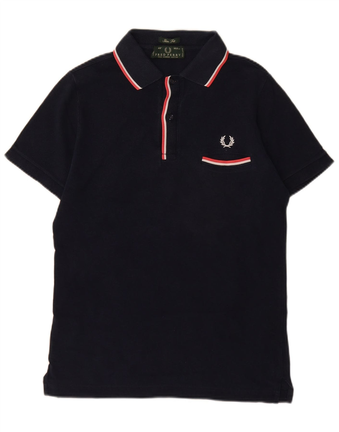 Fred Perry Polo Slim Fit Para Hombre De Algodón Azul Marino Medio