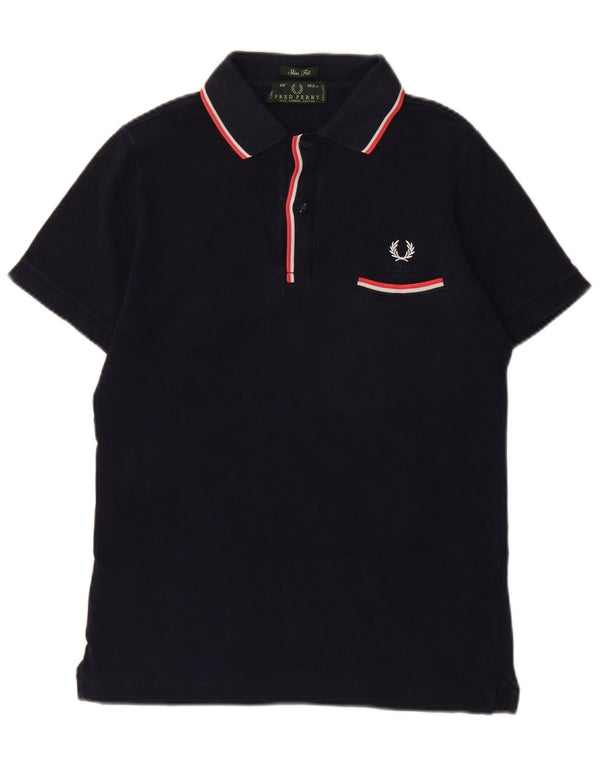 Fred Perry Mens Slim Fit Polo Shirt Medium Navy Blue Cotton
