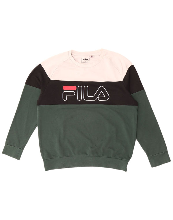 Fila Hombre Graphic Sudadera Jumper XL Verde Colorblock