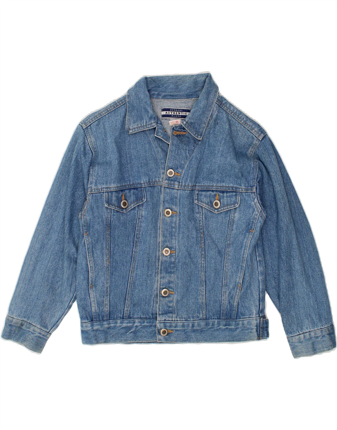 RETREAT Womens Denim Jacket UK 10 Small Blue Cotton Vintage Retreat and Second-Hand Retreat from Messina Hembry 