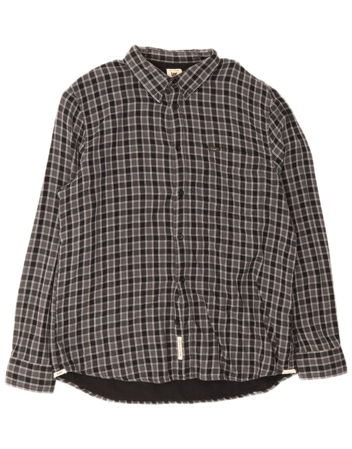 Lee - Camisa de franela para hombre Lumberjack de ajuste regular, talla 2XL, algodón a cuadros gris