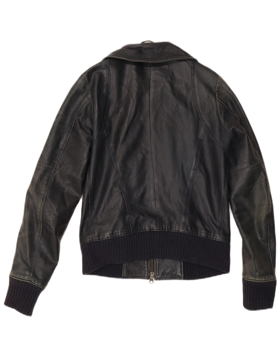 Chaqueta de cuero vintage para mujer IT 42 Cuero negro medio
