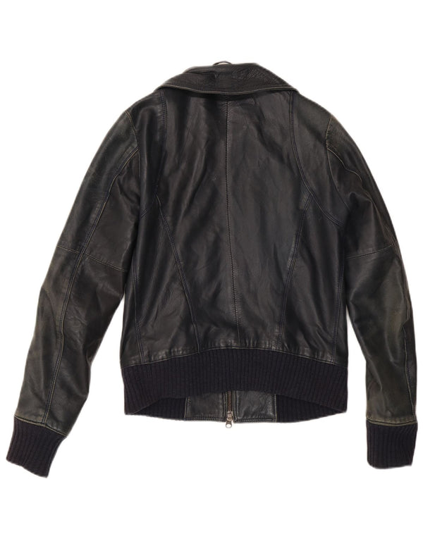 Chaqueta de cuero vintage para mujer IT 42 Cuero negro medio