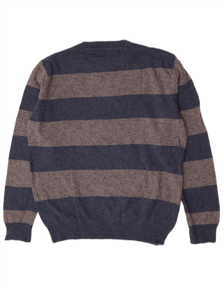 Gant Jersey De Cuello Redondo Para Hombre Jersey De Lana De Cordero A Rayas Azul Grande