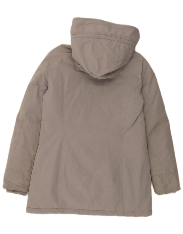 Woolrich Abrigo acolchado con capucha para mujer UK 44 Algodón gris medio