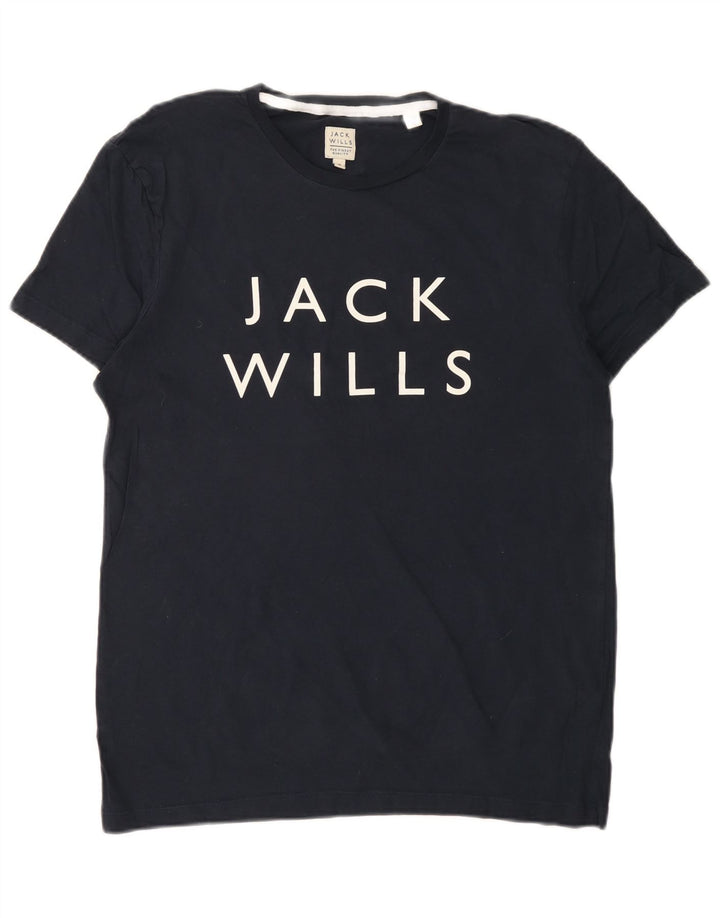 JACK WILLS Camiseta gráfica para hombre Top Medium Azul marino Algodón