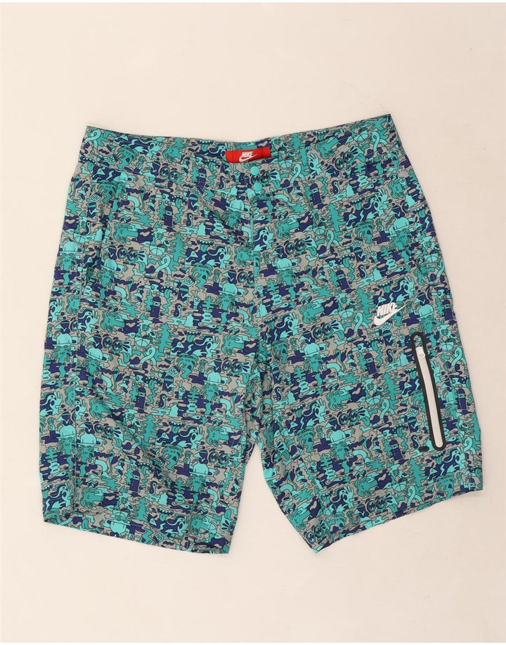 Nike - Pantalones cortos cargo con gráficos para hombre W34 Large Turquesa Colorblock Poliéster