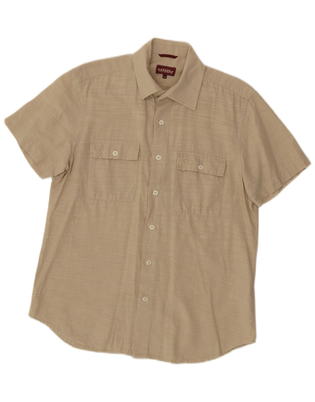CARRERA Camisa Manga Corta Hombre Algodón Rayas Beige Medio
