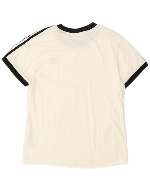 Adidas Camiseta Mujer Top UK 10 Small Blanco Rayas Algodón