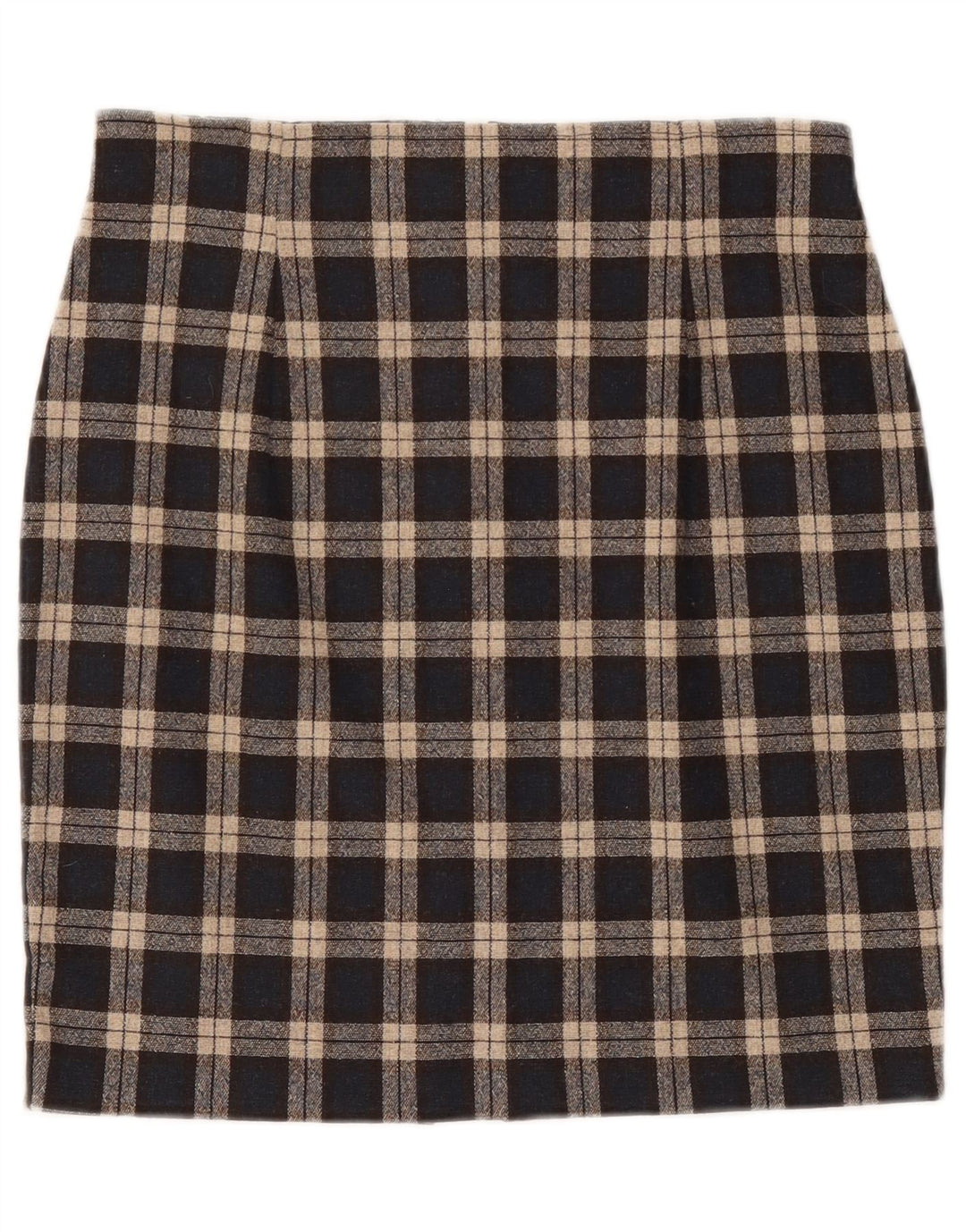 Falda lápiz vintage para mujer W30 cheque negro medio