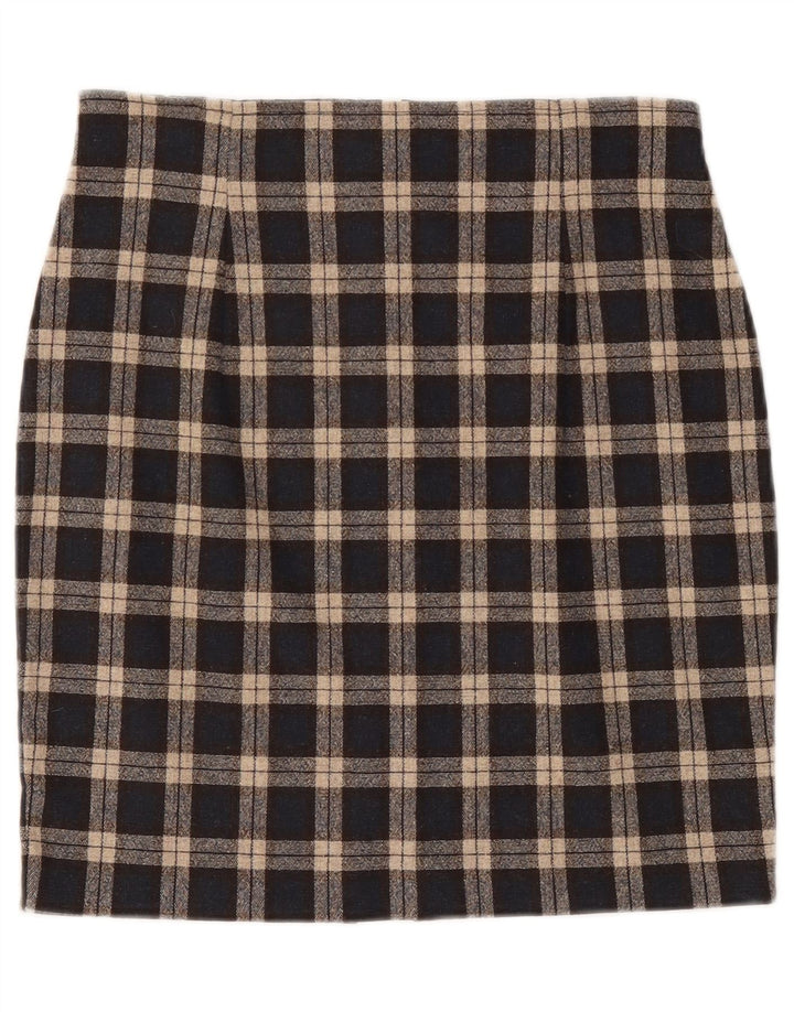 Falda lápiz vintage para mujer W30 cheque negro medio