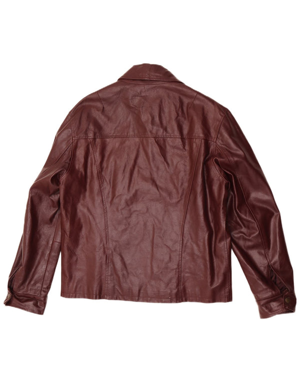 Vintage hombres chaqueta de cuero Reino Unido 40 grande borgoña