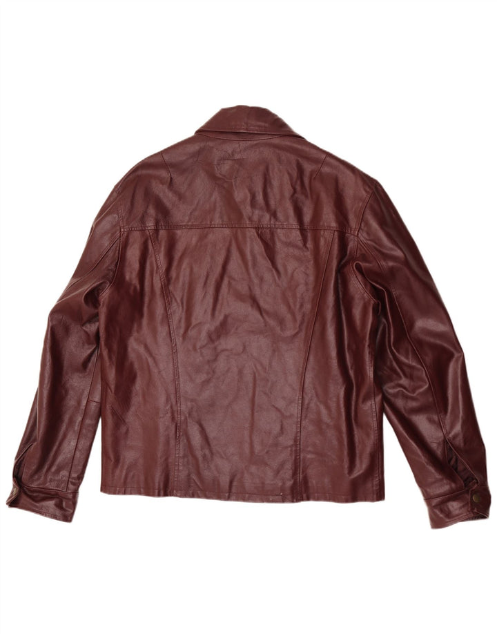 Vintage hombres chaqueta de cuero Reino Unido 40 grande borgoña