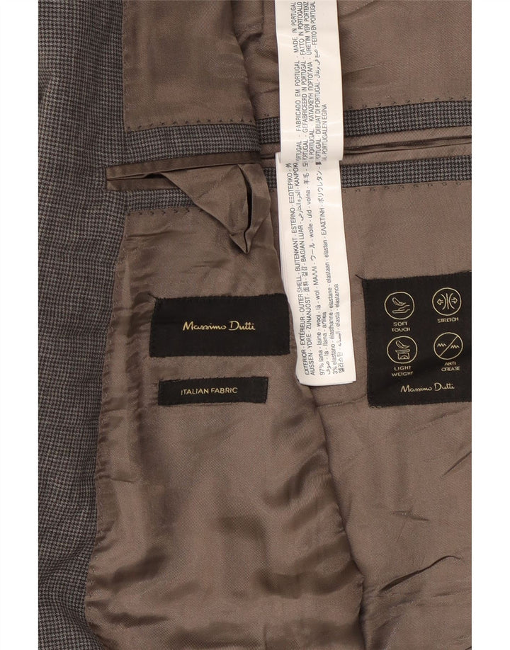 Massimo Dutti Chaqueta Blazer de 2 Botones para Hombre US 46 XL Lana a Cuadros Gris