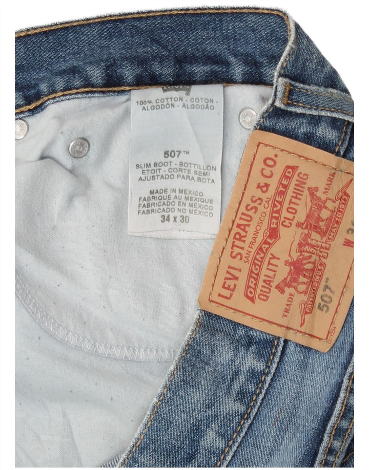 Levi's Hombre 507 Slim Bootcut Jeans W34 L26 Algodón Azul