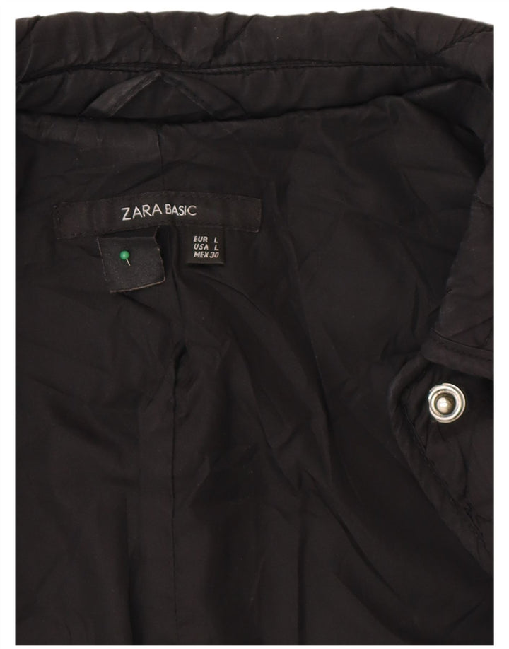 Zara Mujer Abrigo Acolchado UK 46 Grande Negro