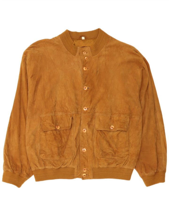 Vintage hombres ante bomber chaqueta IT 58 4XL cuero marrón