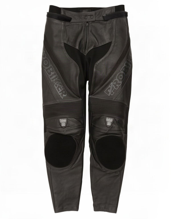 Probiker Pantalones Moto Racer de Cuero para Mujer UK 14 Medium W30 L30 Negro