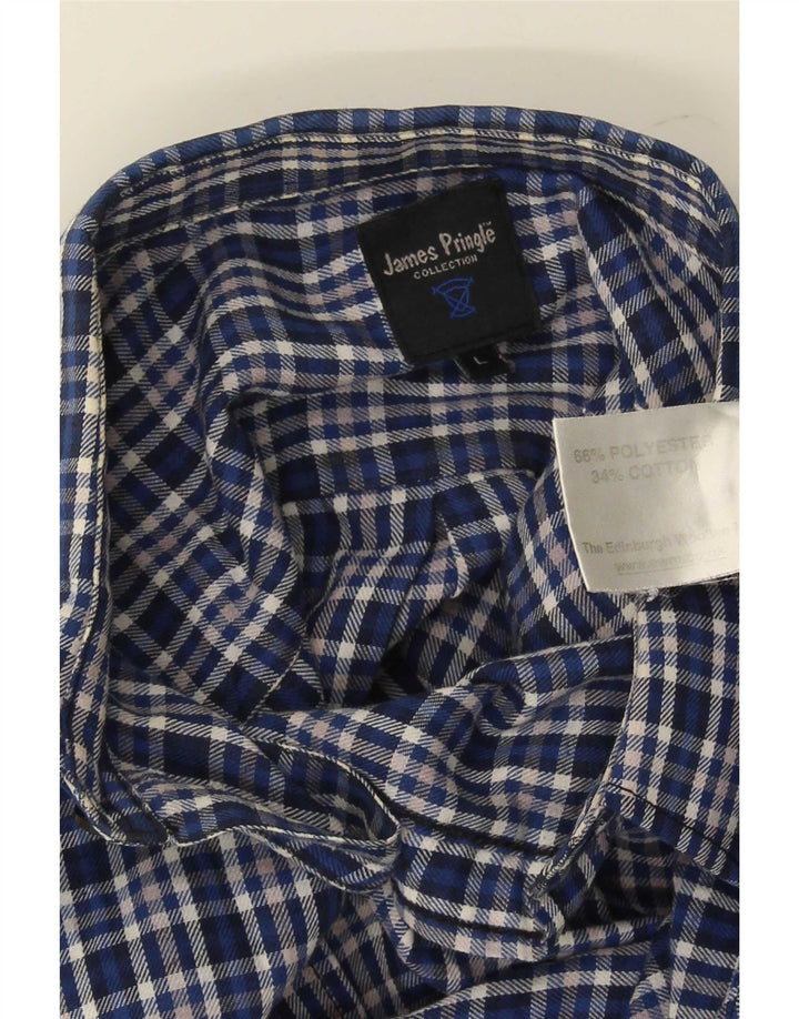 James Pringle Camisa de franela para hombre Poliéster a cuadros azules grandes
