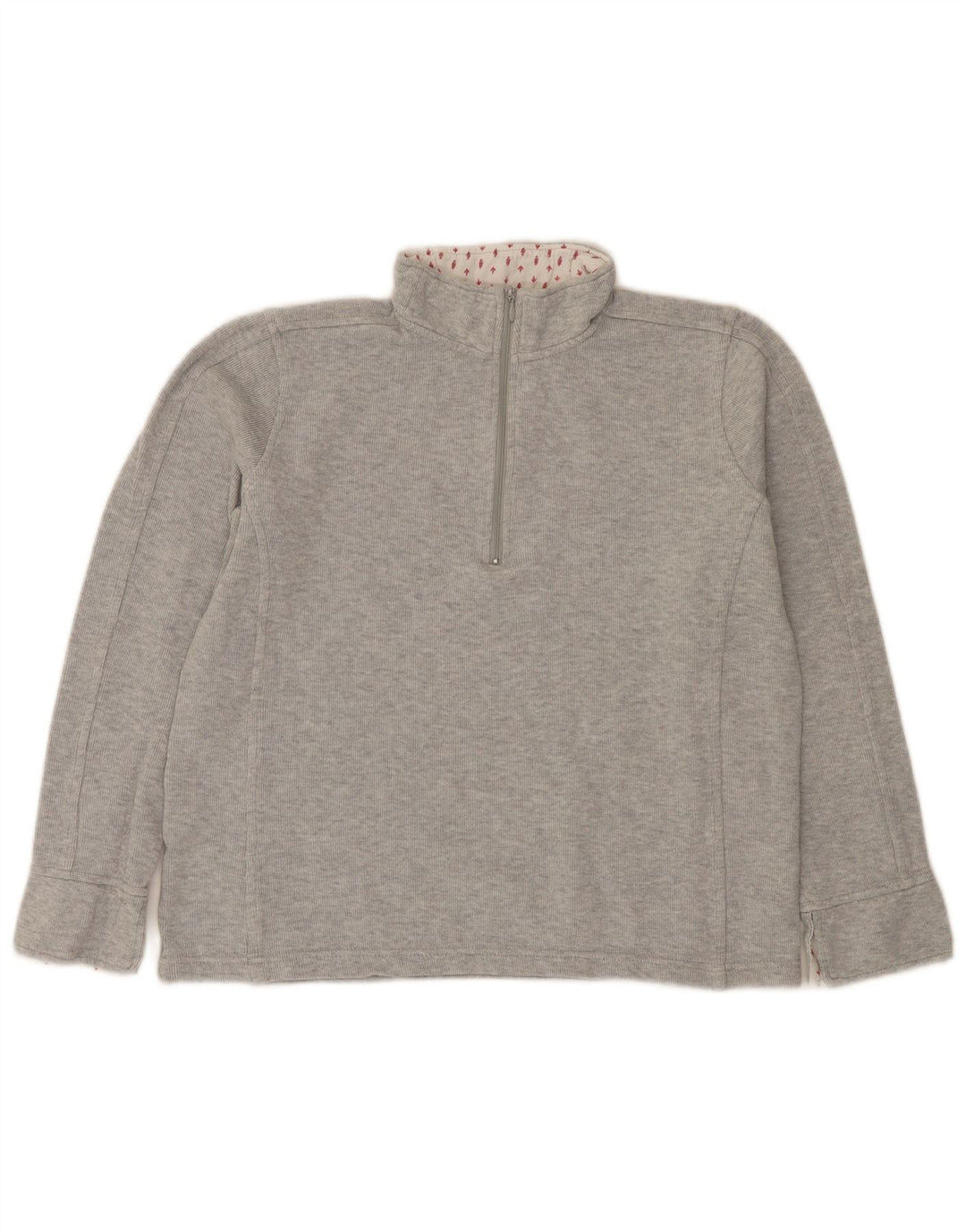 Orvis - Sudadera con cuello y cremallera para mujer, talla 40, algodón gris medio