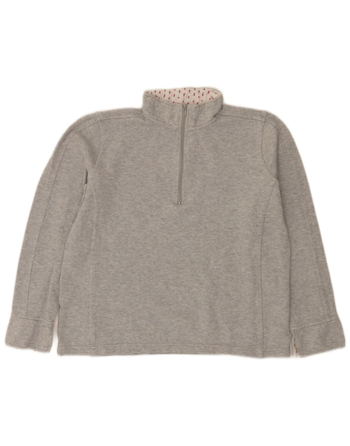 Orvis - Sudadera con cuello y cremallera para mujer, talla 40, algodón gris medio