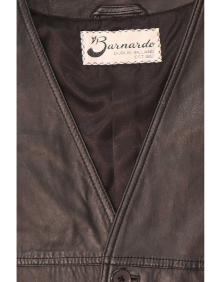 Barnardo Chaleco de cuero para hombre mediano negro