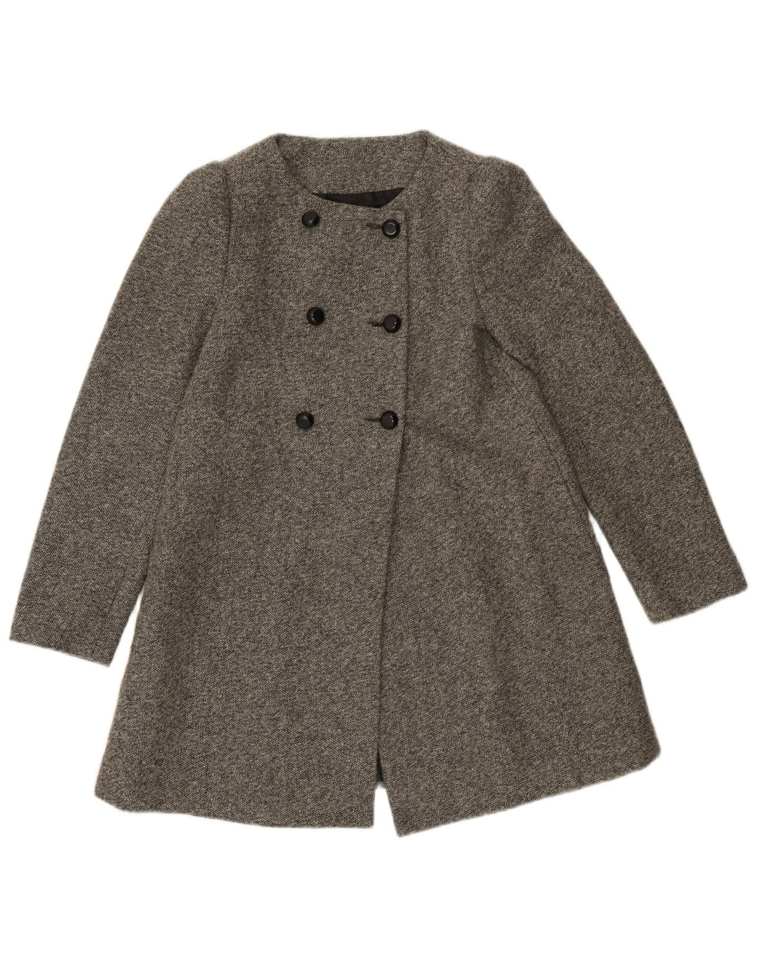 Zara Mujer Abrigo Cruzado UK 8 Small Poliéster Gris