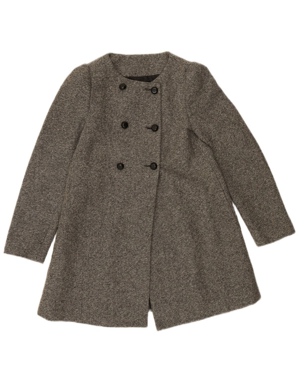 Zara Mujer Abrigo Cruzado UK 8 Small Poliéster Gris