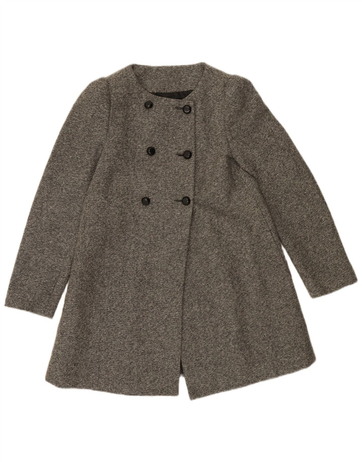 Zara Mujer Abrigo Cruzado UK 8 Small Poliéster Gris