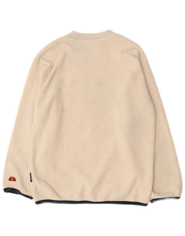 Ellesse Hombre Graphic Fleece Jumper Small Beige Poliéster