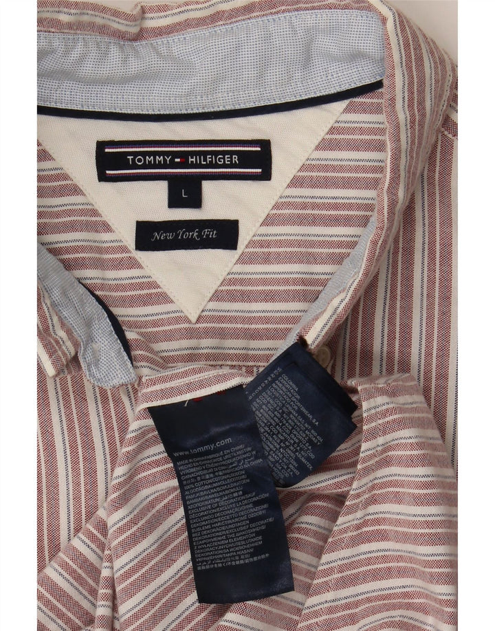 Camisa Tommy Hilfiger para hombre de algodón a rayas rojas grandes