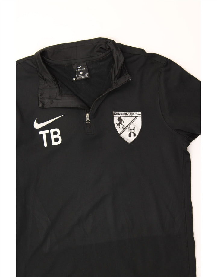 NIKE Mens Dri Fit Graphic Zip Neck Pullover Tracksuit Top Small Black Vintage Nike and Second-Hand Nike from Messina Hembry 