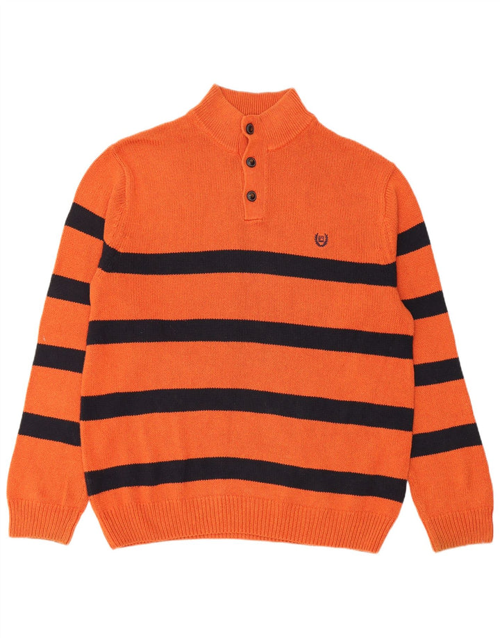 Chaps Hombre Botón Cuello Jersey Jersey XL Naranja Rayas Algodón