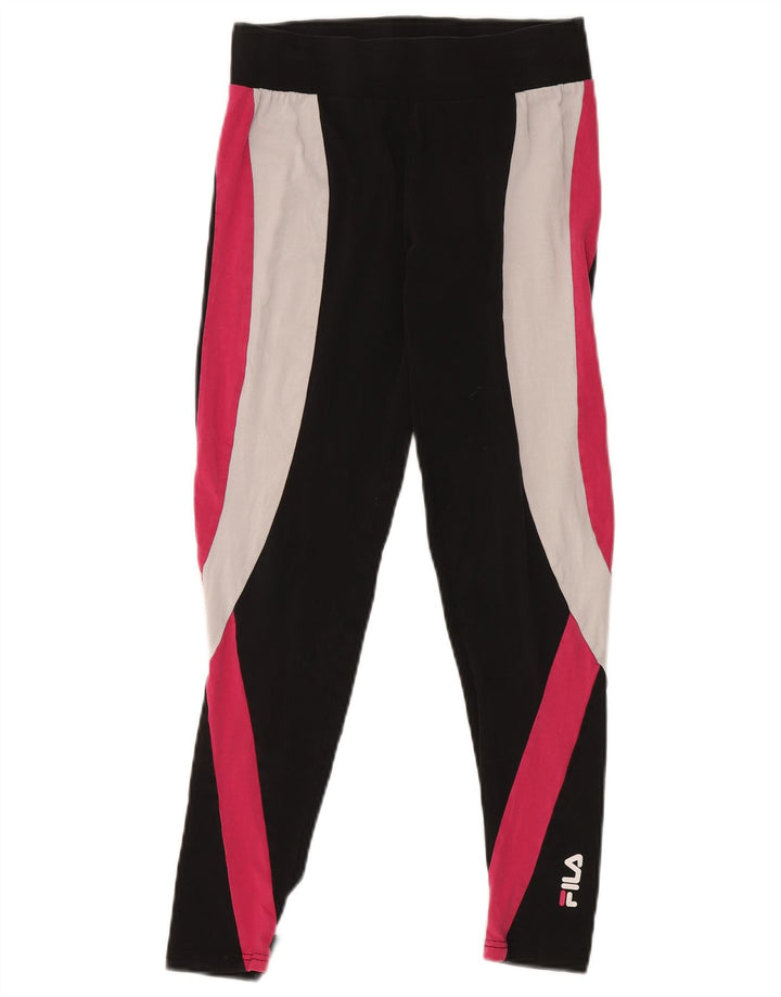 FILA Leggings para mujer UK 8 Small Black Colourblock Algodón