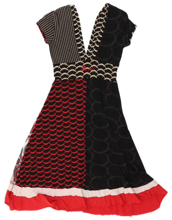 Desigual Vestido Gráfico A-Line para Mujer UK 10 Pequeño Multicolor Geométrico