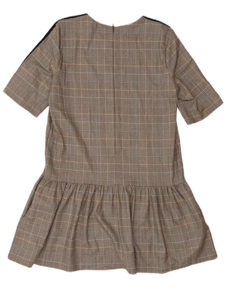 Zara Vestido Acampanado para Mujer UK 46 Grande Marrón Cuadros Poliéster
