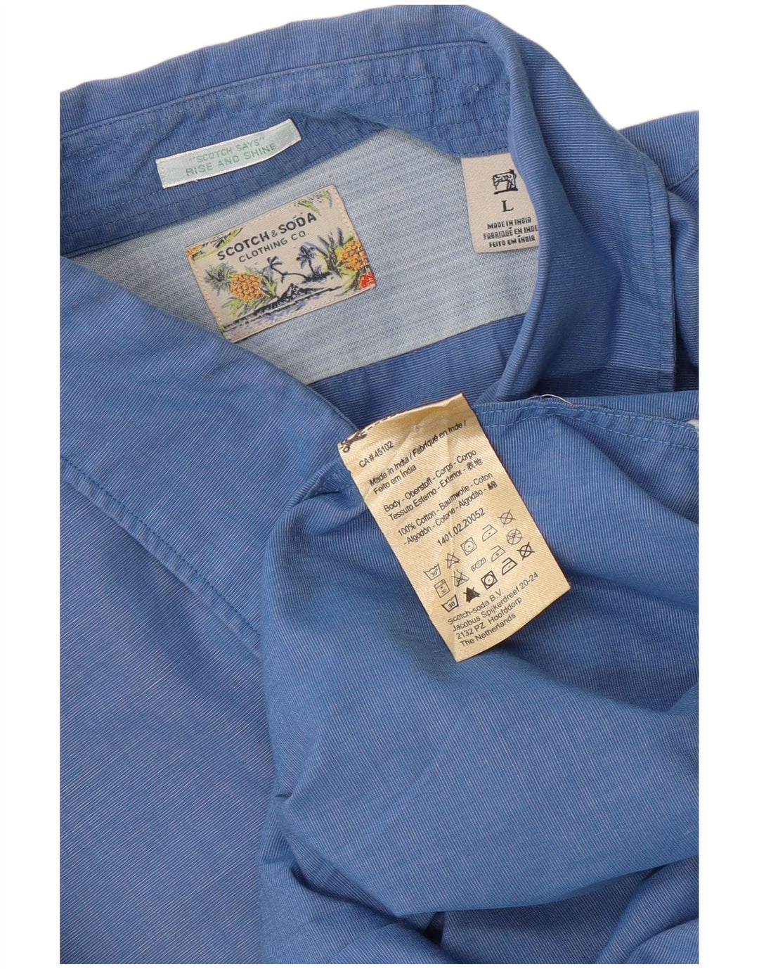 Camisa Scotch & Soda Hombre Grande Azul Algodón
