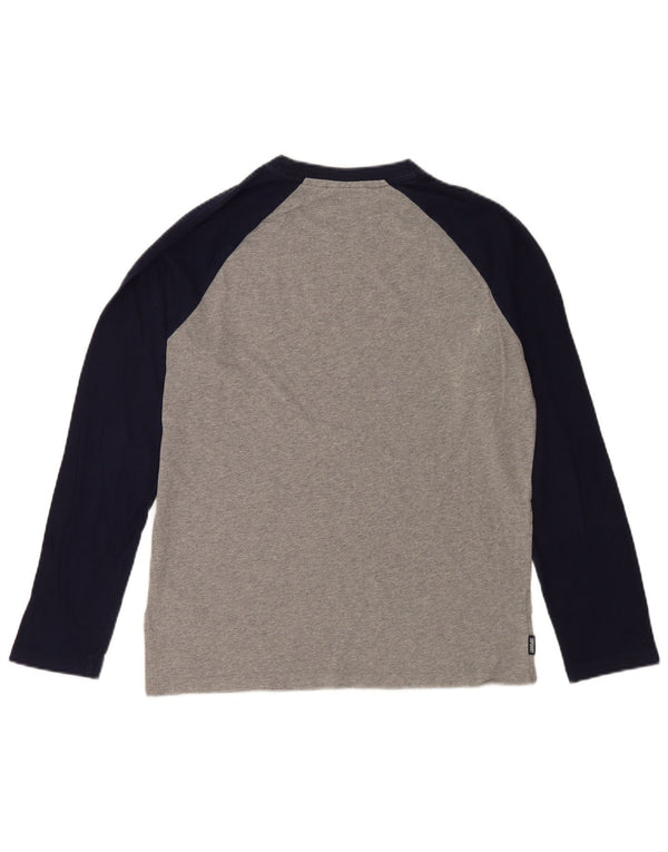 Superdry Hombre Camiseta De Manga Larga De Algodón Color Block Gris Medio