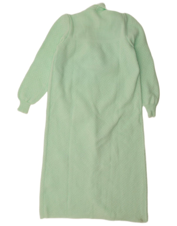 Vintage mujer punto bata vestido Reino Unido 18 XL verde floral