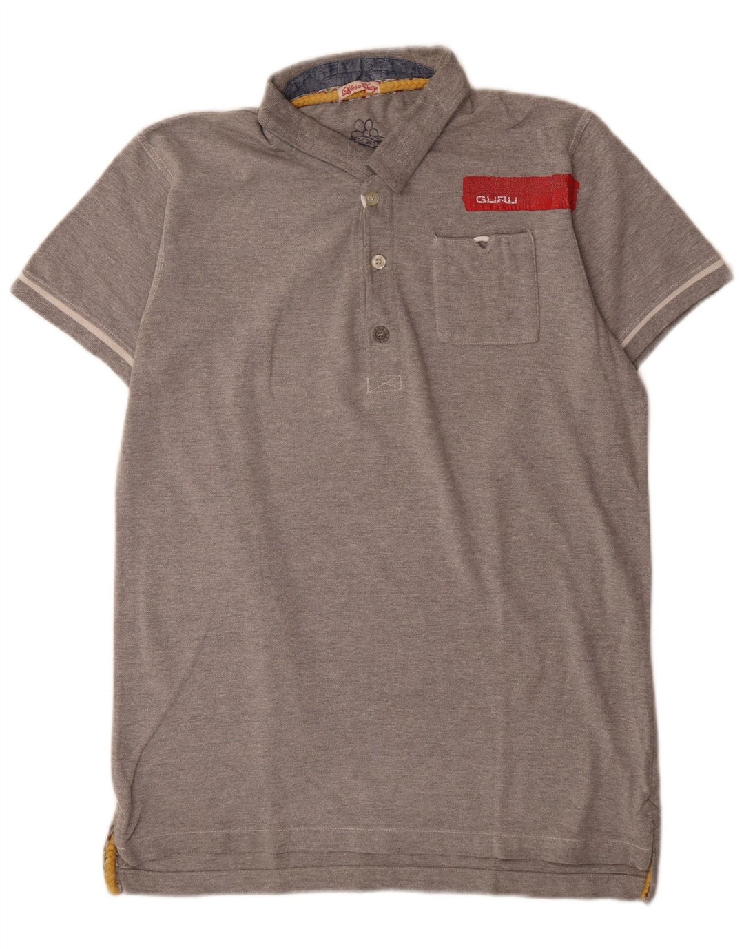 Guru Polo para hombre de algodón gris grande