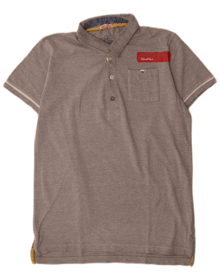 Guru Polo para hombre de algodón gris grande
