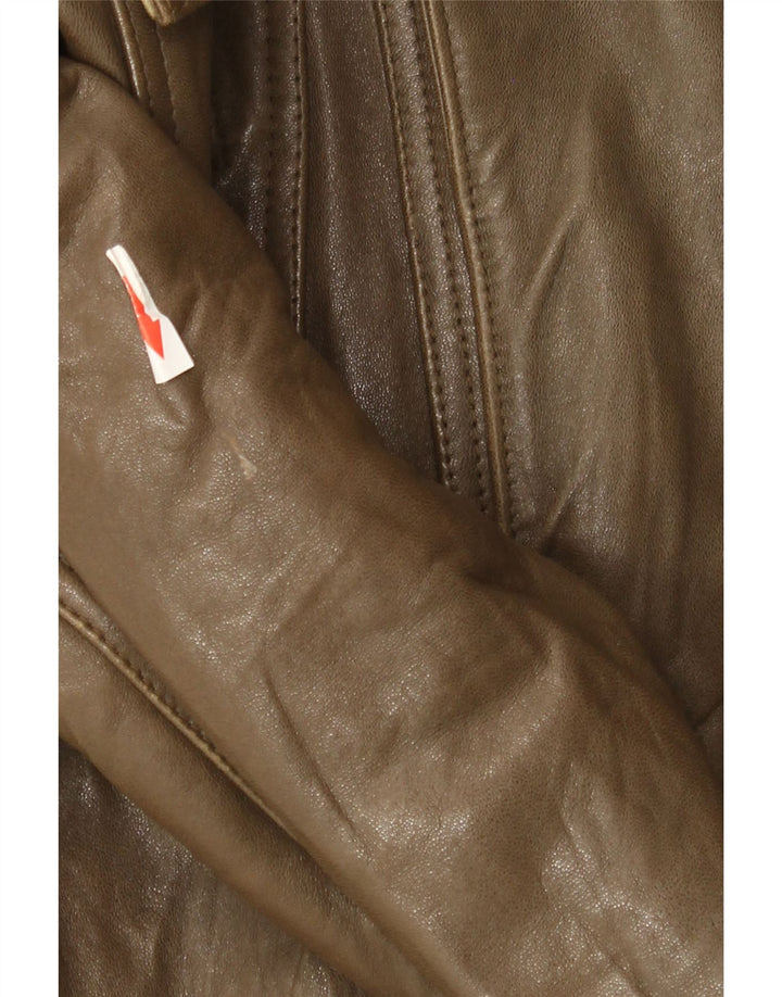 Chaqueta de cuero vintage para hombre IT 50 cuero marrón grande