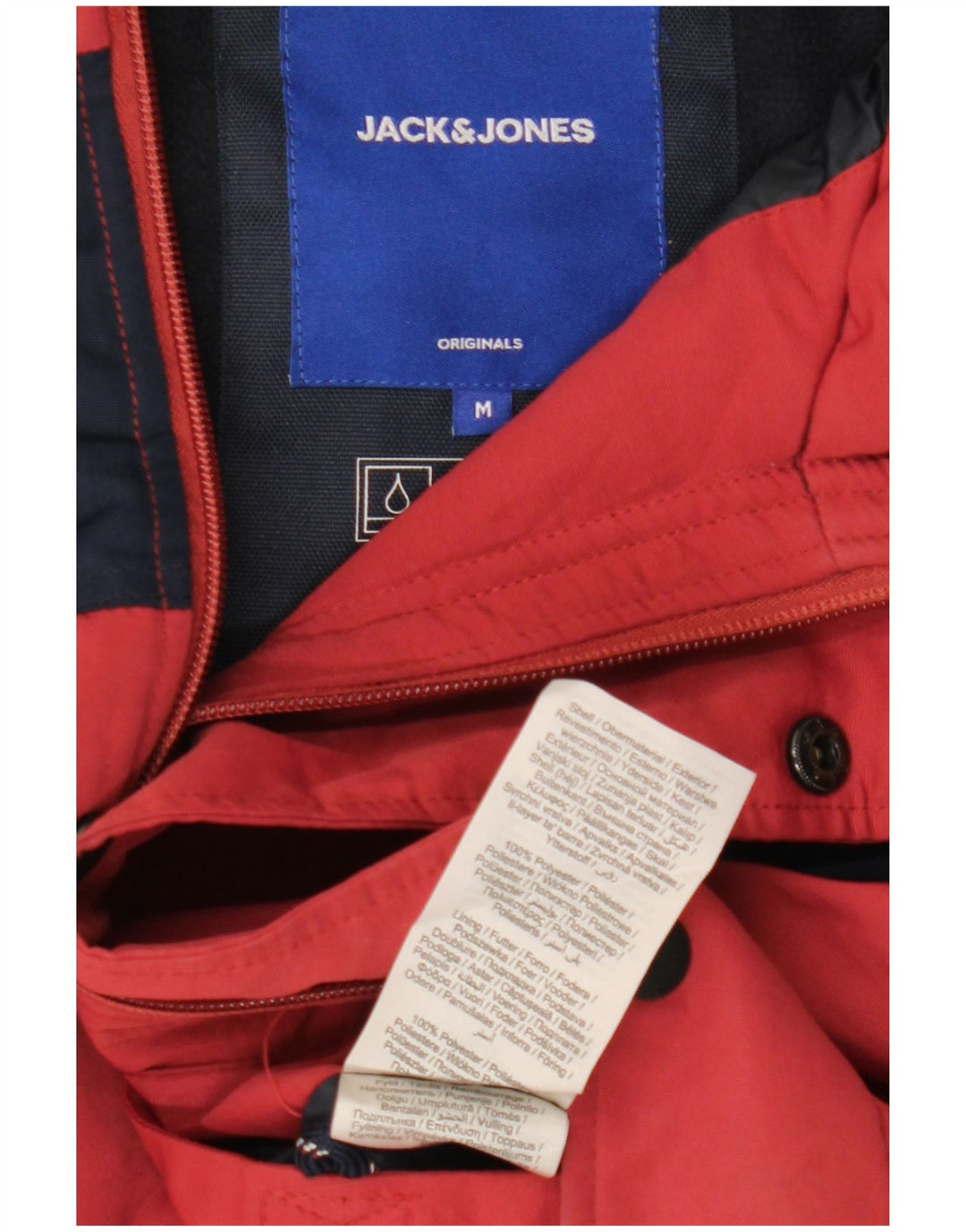 JACK & JONES Chaqueta cortavientos con capucha para hombre UK 38 Medium Red Colourblock