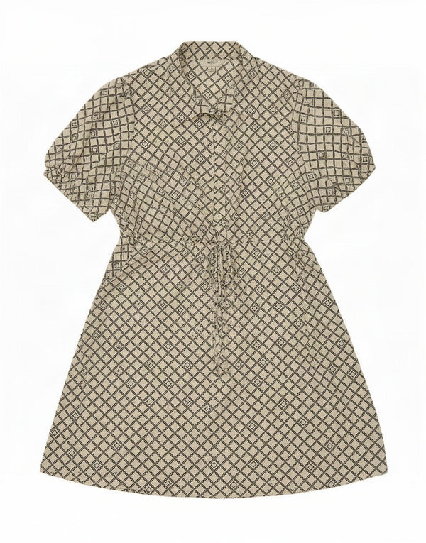 Marks & Spencer Vestido acampanado para mujer UK 46 Poliéster geométrico blanco grande