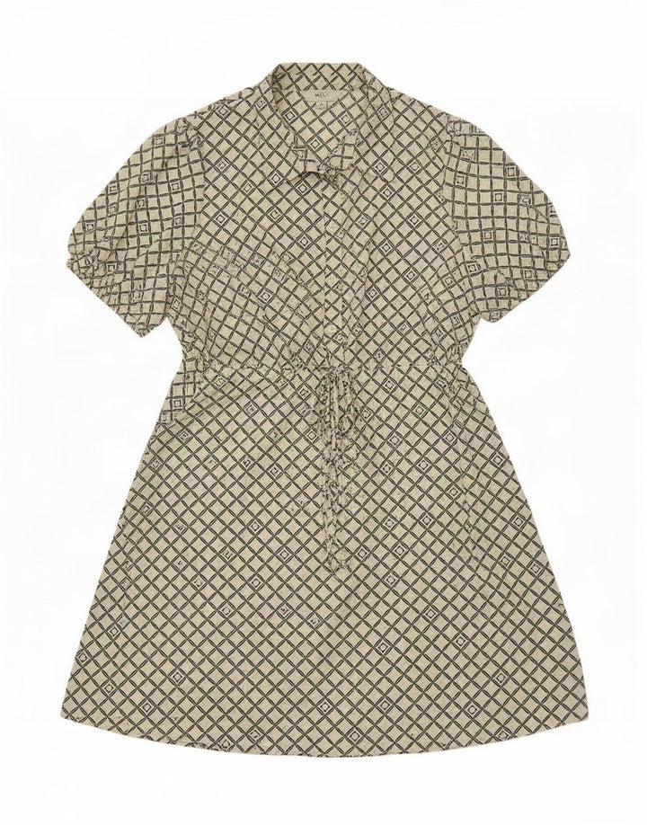 Marks & Spencer Vestido acampanado para mujer UK 46 Poliéster geométrico blanco grande